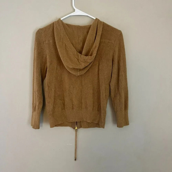 Vtg Y2K Cache Womens Brown Fuzzy Hoodie Sweatshirt M Fleece Babydoll Normcore - Picture 7 of 7